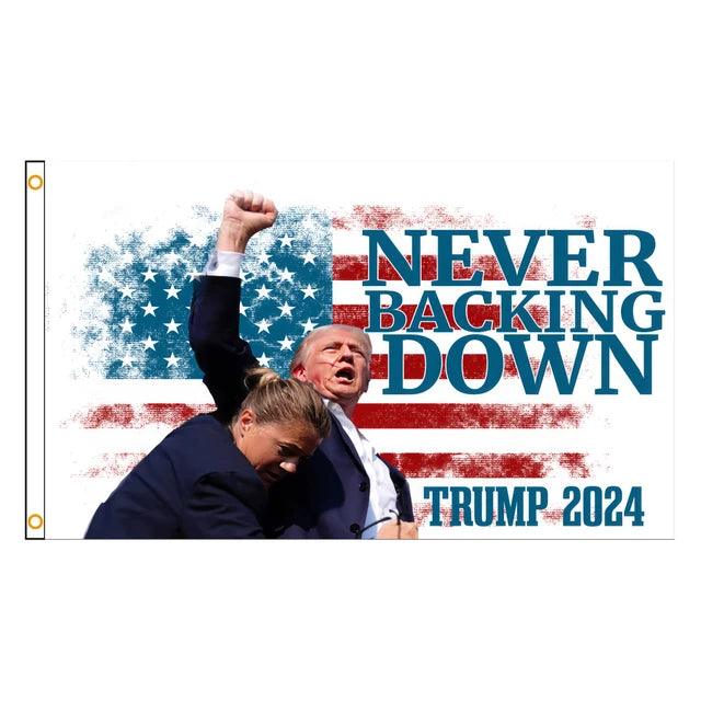 Never Backing Down Trump 2024 Flag