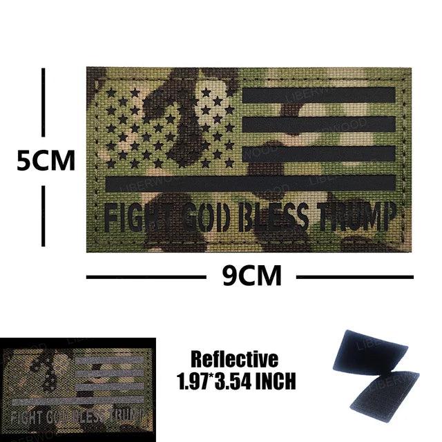 Fight God Bless Trump Patches Reflective